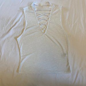 Choker V-Neck Criss-Cross Tank Top